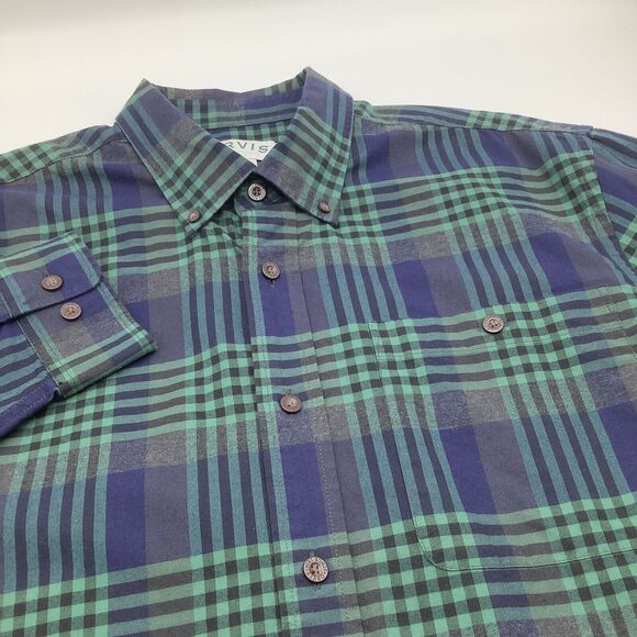 Orvis Mens‎ Long Sleeve Button Up Heavy Cotton Shirt Plaid Size Large - Picture 1 of 6